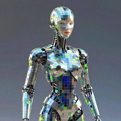 Futuristic Mosaic Humanoid Robot Art