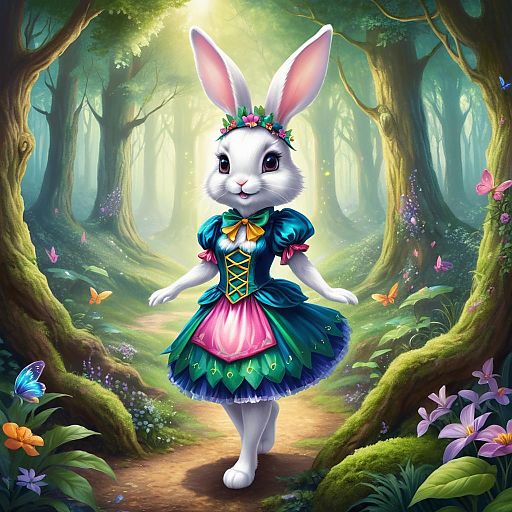 Vibrant Fairy Rabbit in Enchanted Forest Vibrant Fairy Rabbit in Enchanted Forest