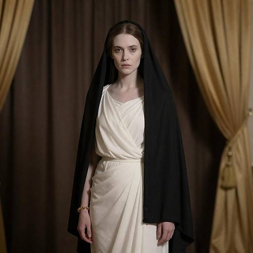 Mysterious Woman in Veil and Drapes