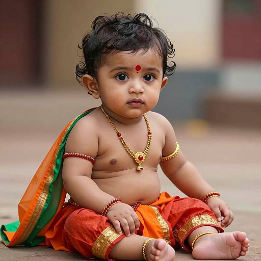 Photorealistic Baby Krishna in Traditional Attire