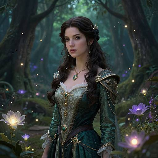 Fantasy Portrait of Woman in Enchanted Forest