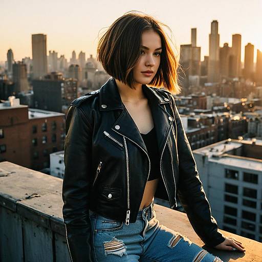 Inverted Bob Rooftop Fashion Editorial