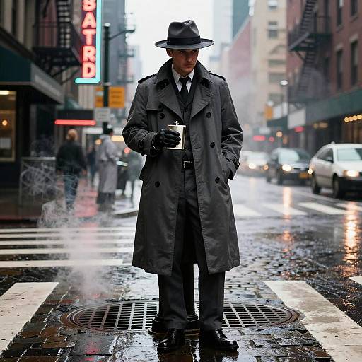 Stoic Fox Detective in Urban Noir