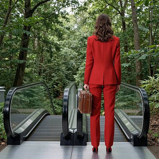 Surreal Line Art Woman with Suitcase