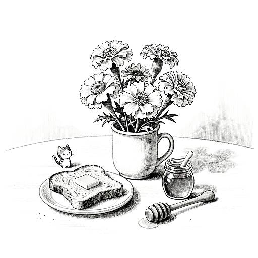 Whimsical Breakfast Table Still Life