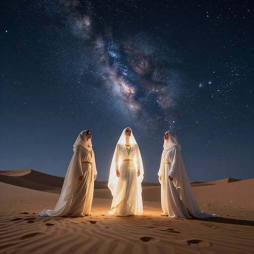 Cloaked Figures Under Cosmic Night