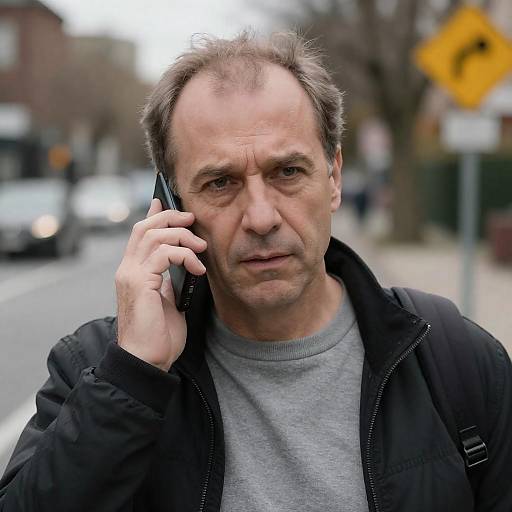 Concerned Man on Phone Outdoors