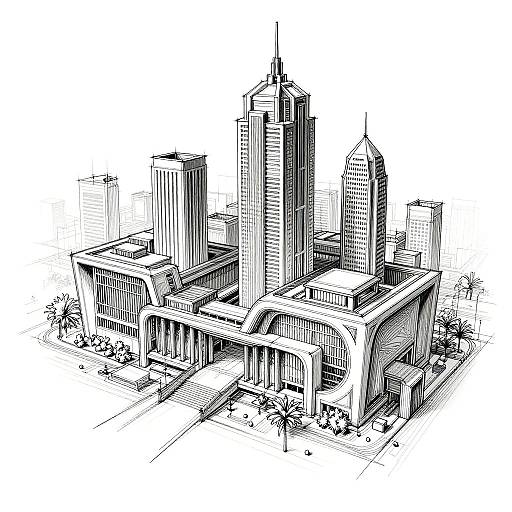 Intricate Architectural Line Drawing AI
