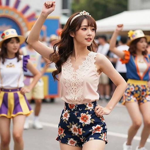 Tokyopop Woman at Vibrant Carnival