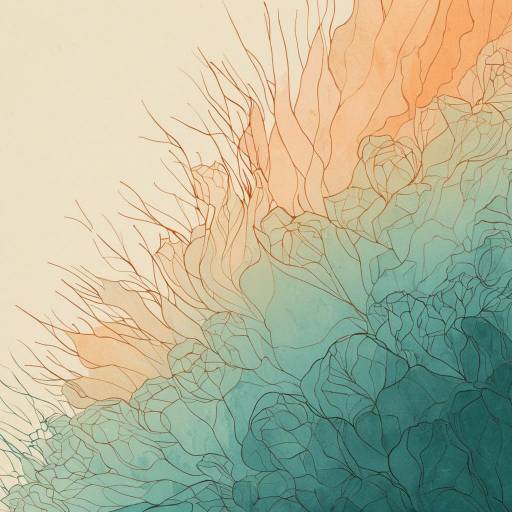 Delicate Abstract Digital Painting with Peach and Teal Gradient