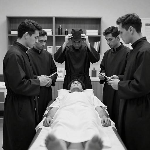 Medical Examination in Dark Robes Photography