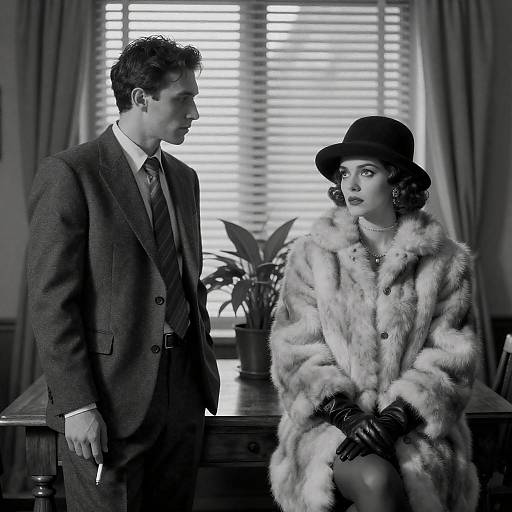 Classic Black-and-White Portrait of Elegance