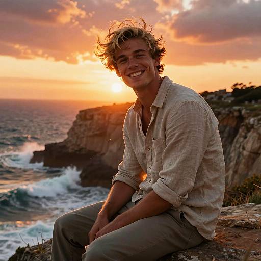 Photorealistic Portrait on Stormy Cliff