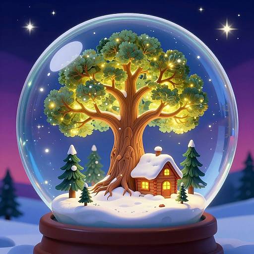Magical Christmas Snow Globe Illustration