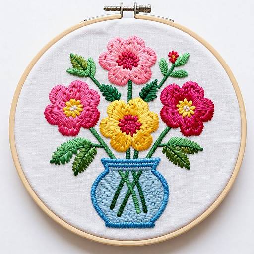 Vibrant Floral Embroidery Hoop Art
