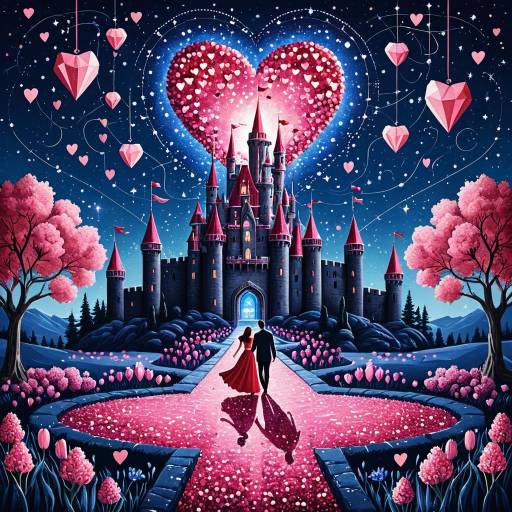 Valentine's Day Fantasy Castle with Dancing Couple