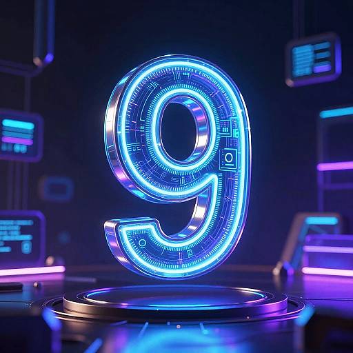 Neon-lit, glowing blue 