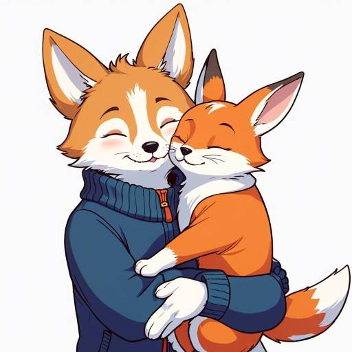 Cartoon Foxes Hugging
