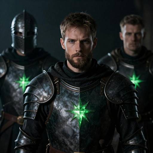 Medieval Warriors in Dark Armor with Glow