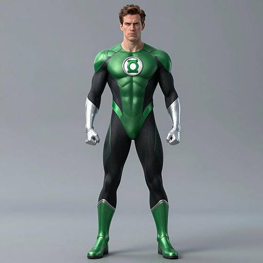 Male Superhero in Green Lantern Suit