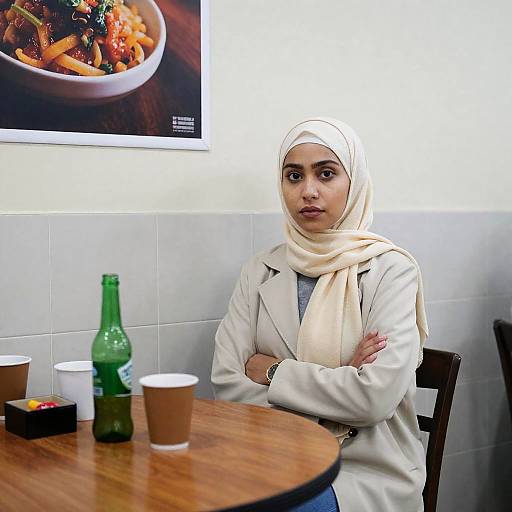Diner Scene with Woman in Hijab