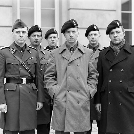Serious Men in Military Coats Photograph