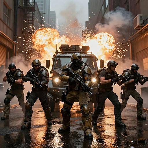 Armored Squad in Explosive Urban Combat