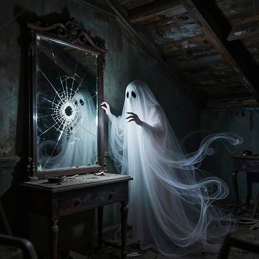 Ethereal Ghost in Abandoned Attic