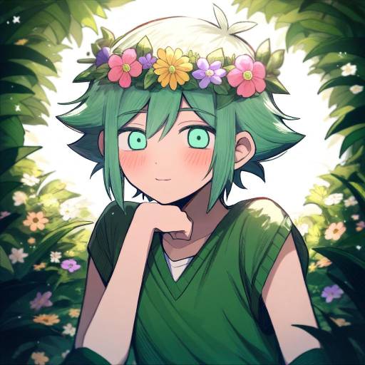 Smiling Boy with Basil Wreath