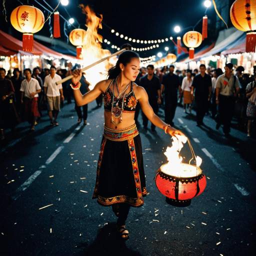 Fire Drumming Performer at Nighttime Festival
