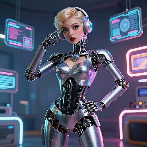 Retro-Futuristic AI Pin-Up Robot