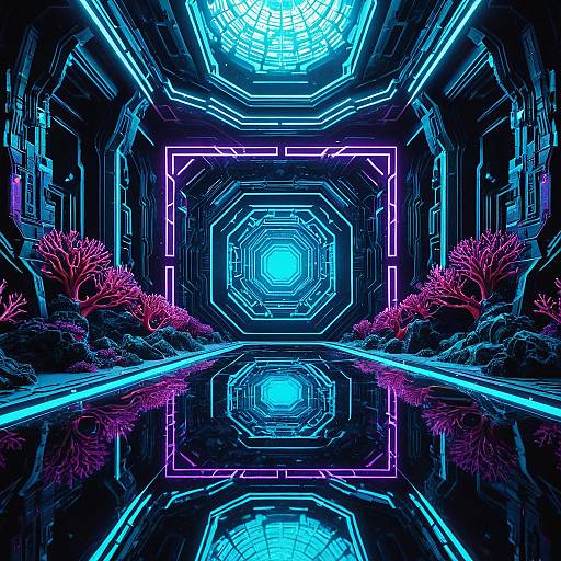 Futuristic Neon Alien Landscape