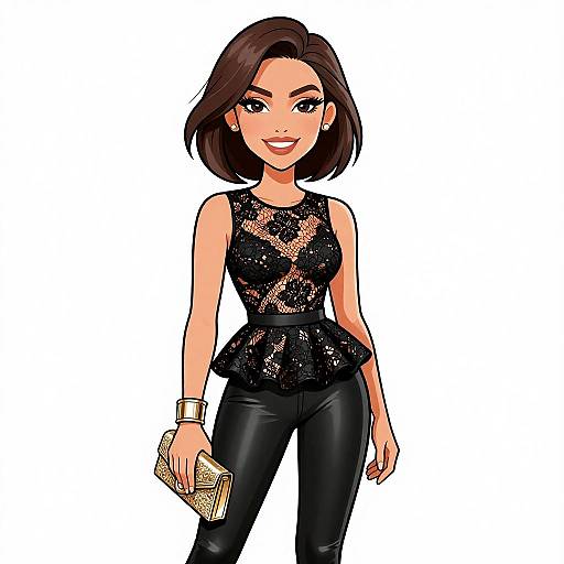 Edgy Woman in Black Lace and Leather