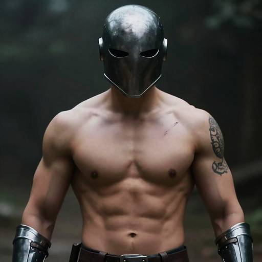 Realistic Muscular Cyborg Warrior