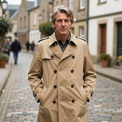 Middle-Aged Man in Historic Village