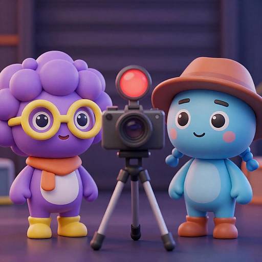 Colorful Cartoon Characters with Camera