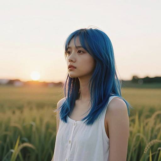 Sunlit Field Portrait of a Young Woman