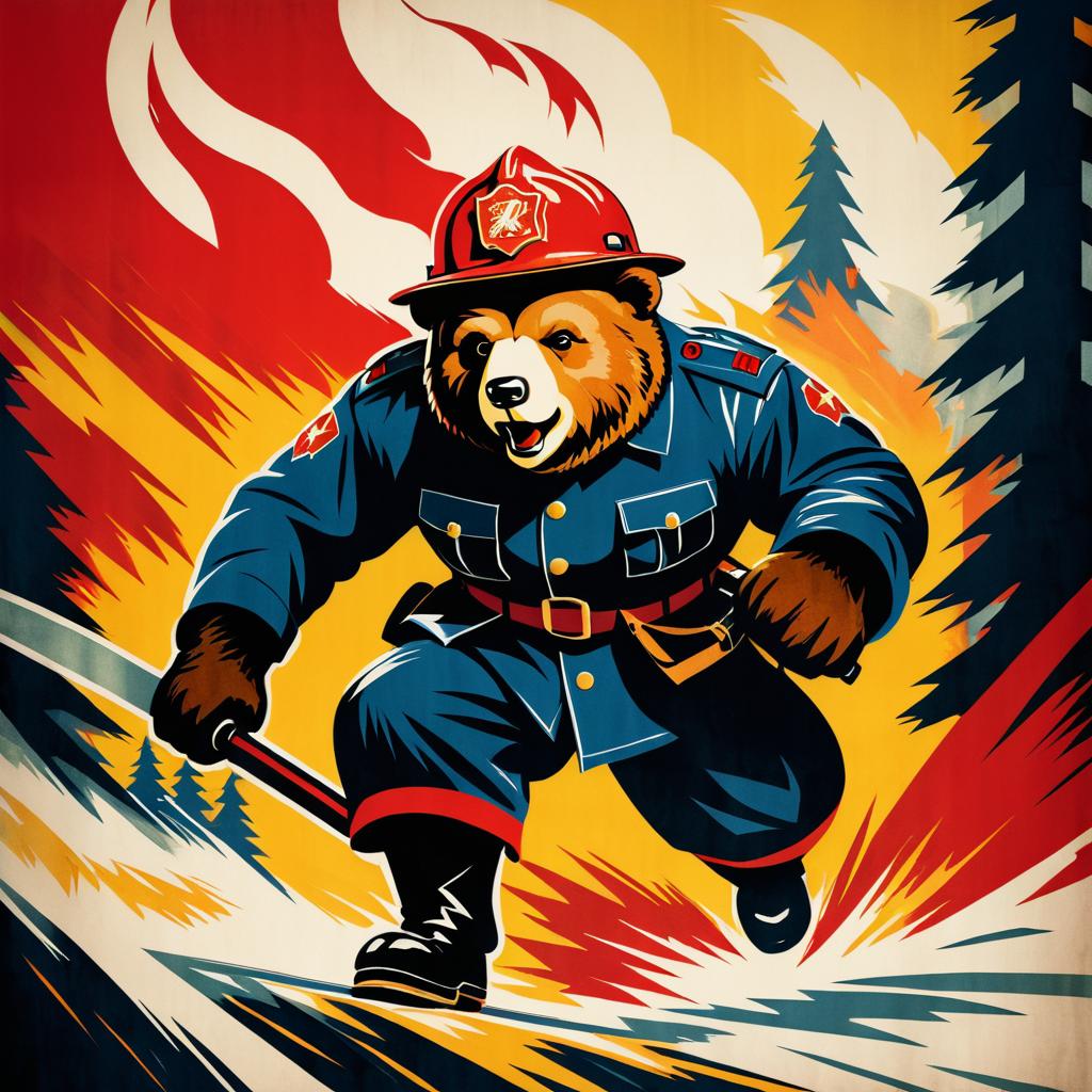 Fearless Bear in Nostalgic Soviet Style