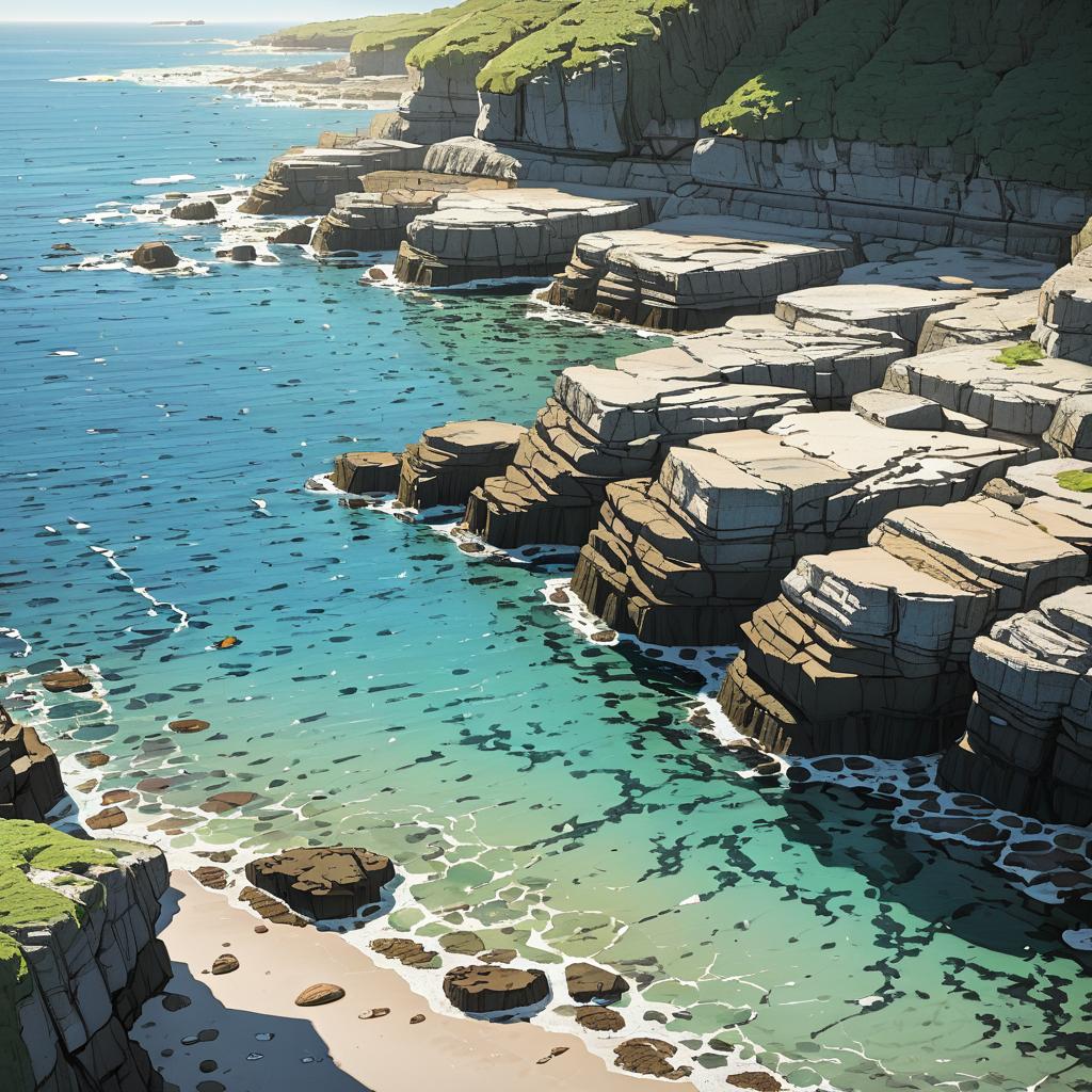 Aerial View of Coastal Tidepools at Sunset