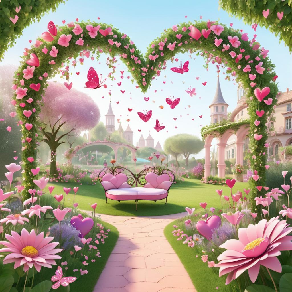 Enchanted Valentine's Day Garden Illustration