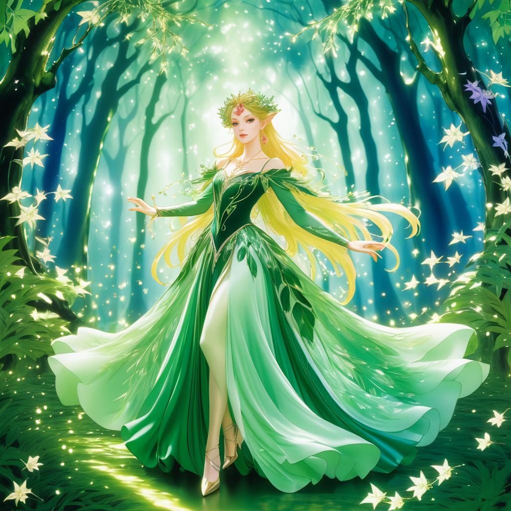 Elegant Elf in Enchanted Forest Glade