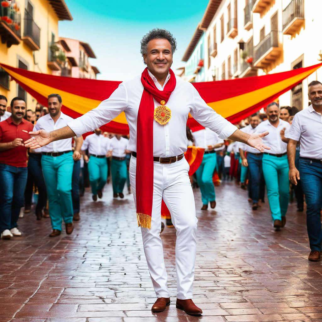 Cheerful Man at Fiesta de San Fermín