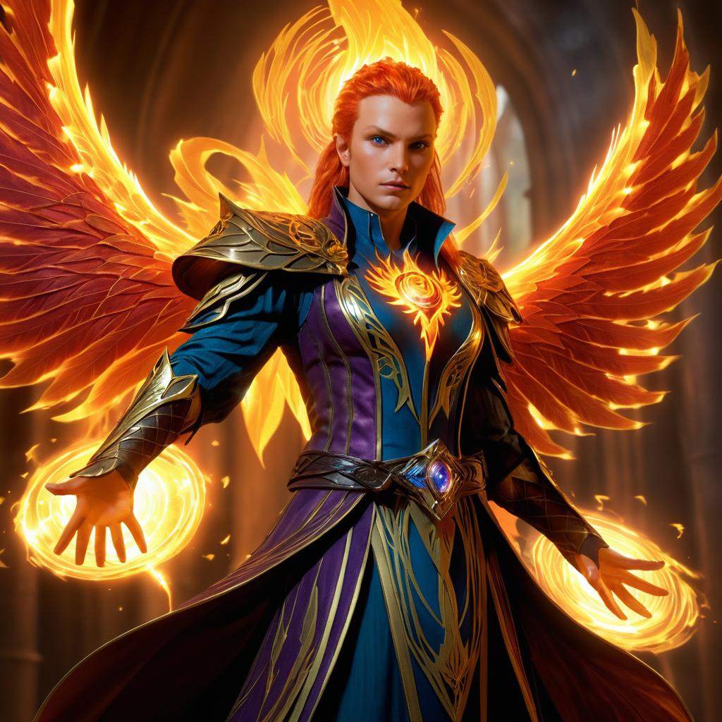 Cinematic Phoenix Mage Fantasy Illustration