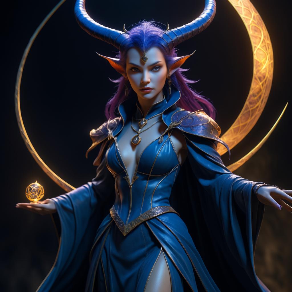 Hyperrealistic Tiefling Sorceress Artwork