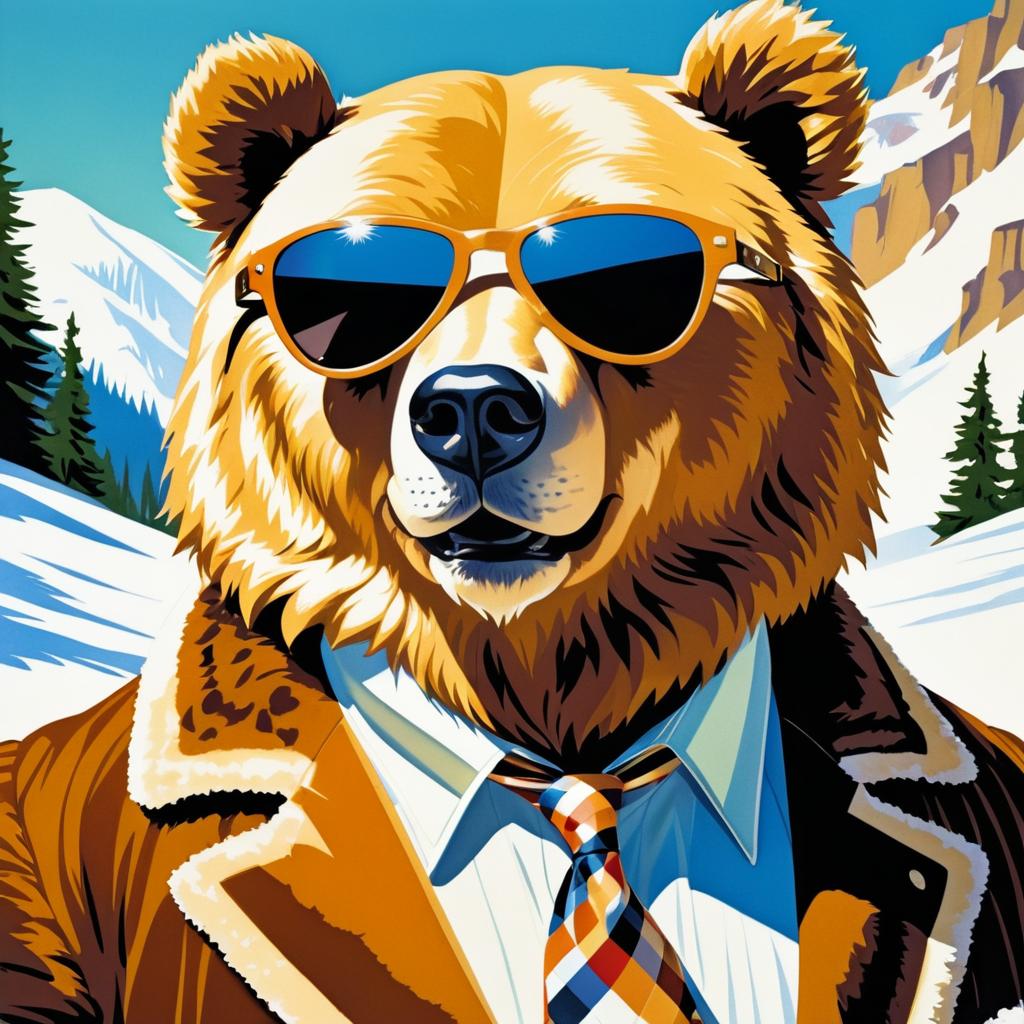 Stylish Cartoon Bear in Sunglasses