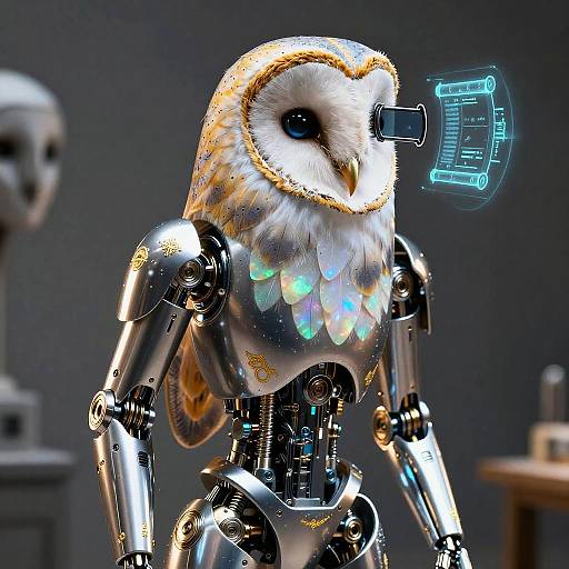 Anthropomorphic Barn Owl Android Archivist