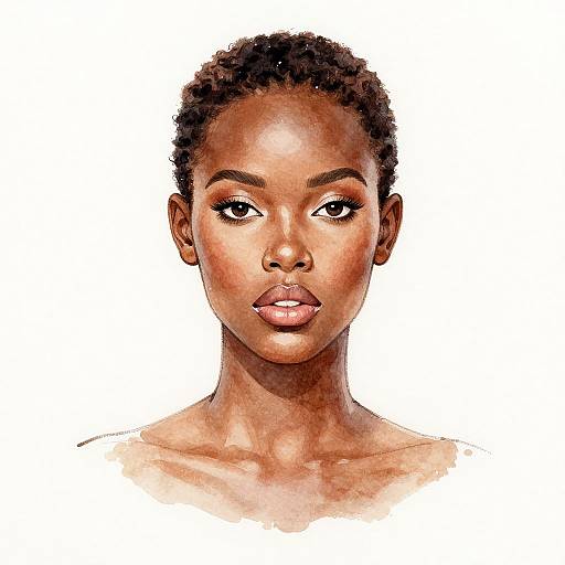 Watercolor Portrait of African Woman