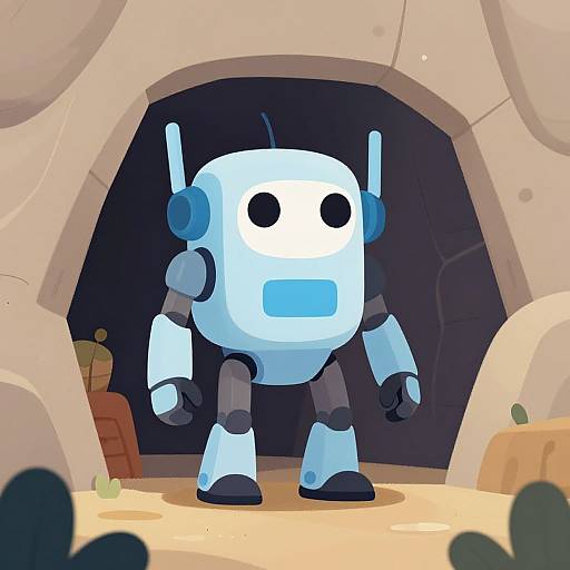 Cute Cybernetic Rocky Cave Illustration