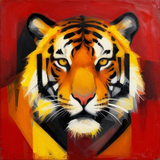 Abstract Geometric Tiger Painting