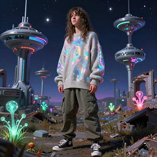 80s Retro Futuristic Surreal Landscape